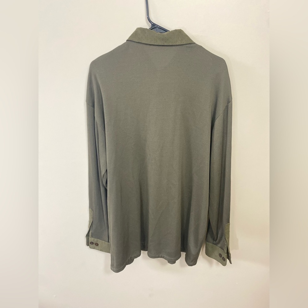 Vintage CREME DE SILK Olive Green Button Down Men's shirt size Large.excellent - Picture 4 of 13